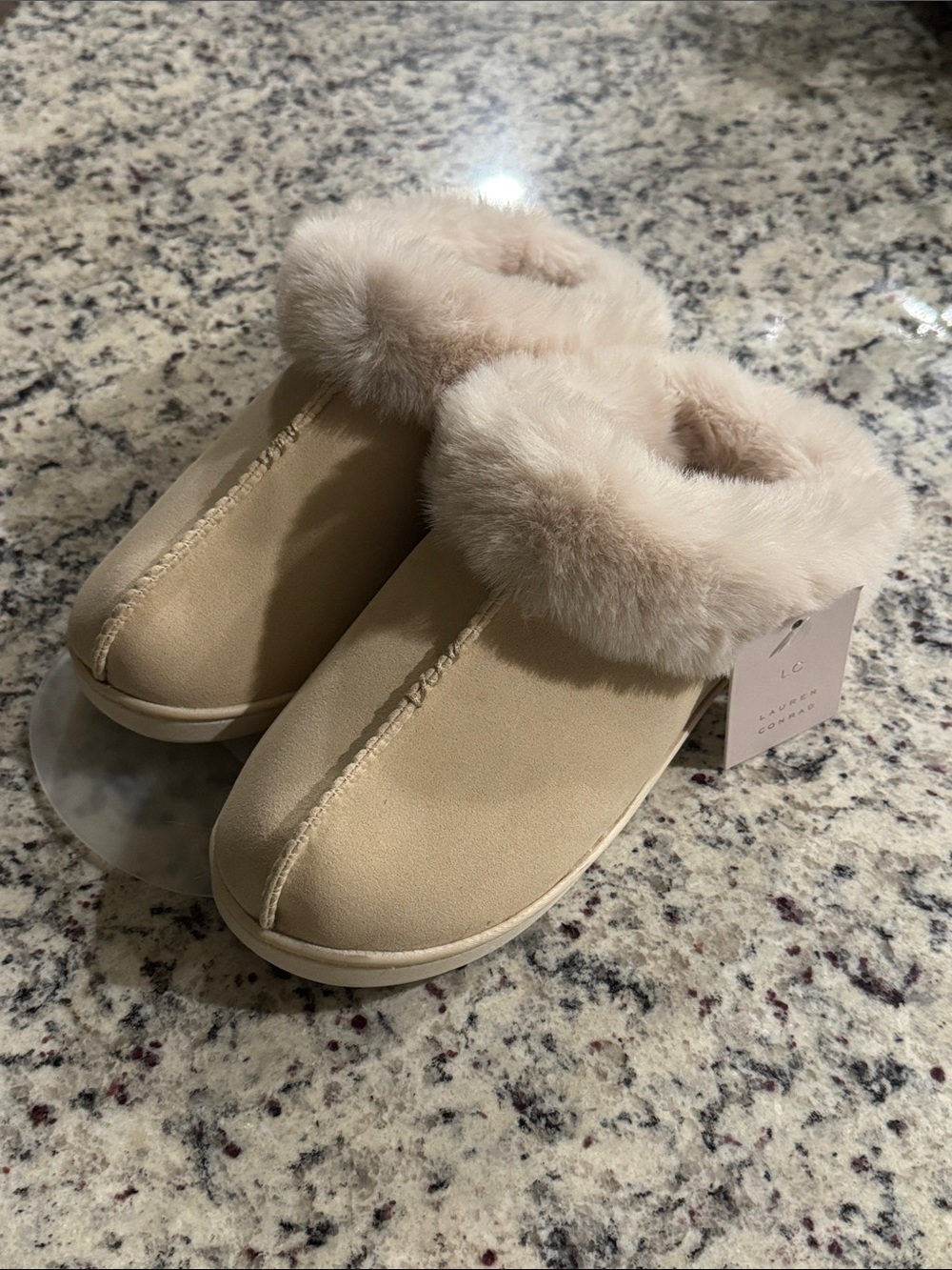 Lauren Conrad Faux-Fur Slippers